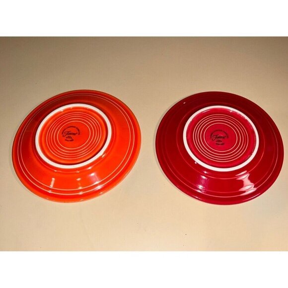 NEW Bright Rainbow 2 FIESTA WARE 7" Salad Bread Dessert Plates Orange & Red - Picture 3 of 10